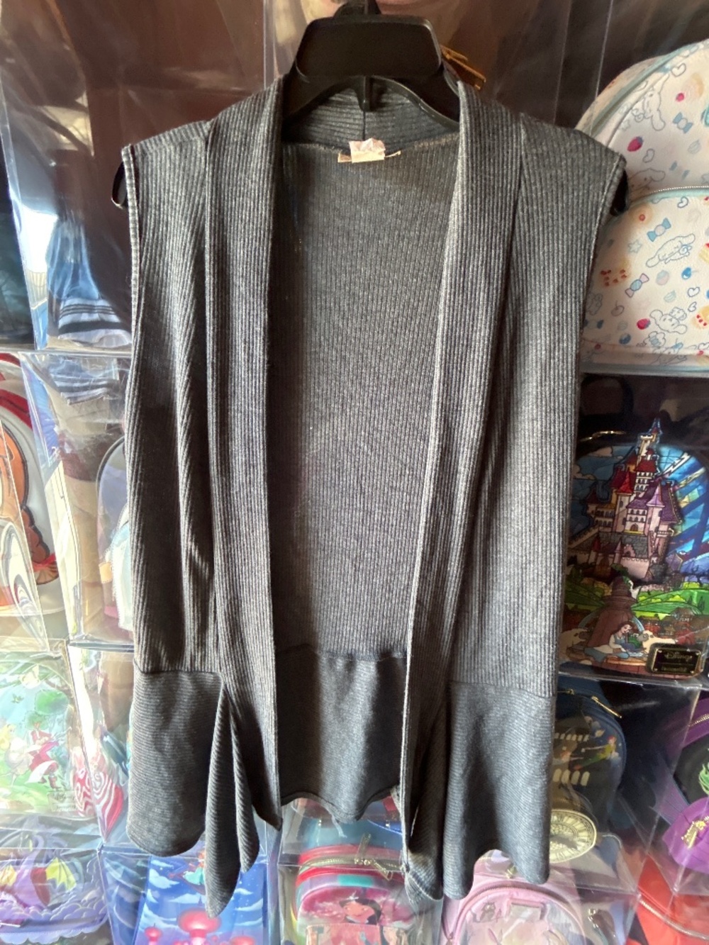 Charlotte Russe Sleeveless Duster Women Large Gray